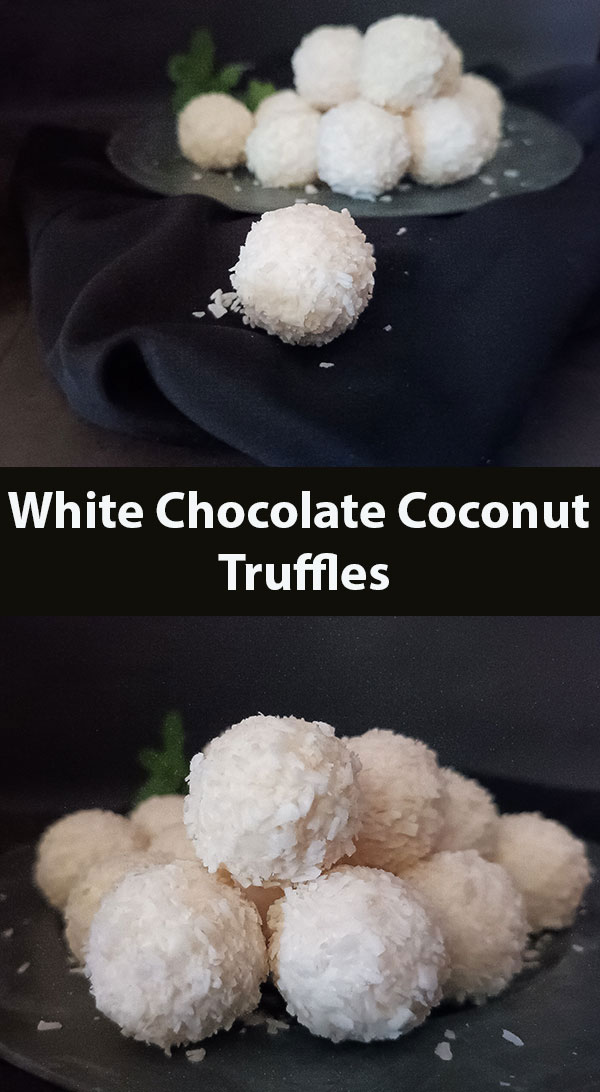 White Chocolate Coconut Truffles are easy no bake dessert recipe with white chocolate, rum, and shredded coconut. Perfect, simple to make truffles for holidays or any party!
