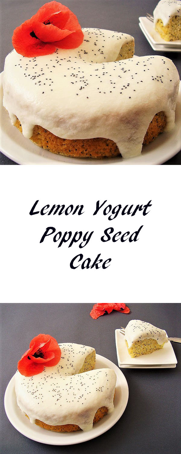 Lemon Yogurt Poppy Seed Cake decorated with poppy flower is light and attractive cake, easy to make.