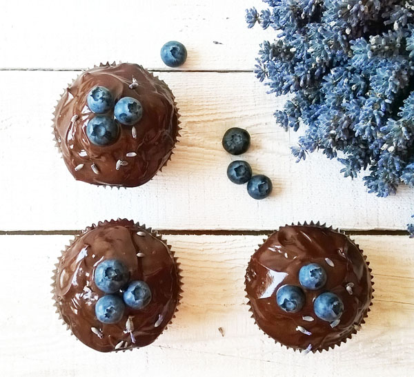 Lavender Blueberry Double Chocolate Muffins : perfectly matched blueberry and lavender muffins with lots of chocolate.