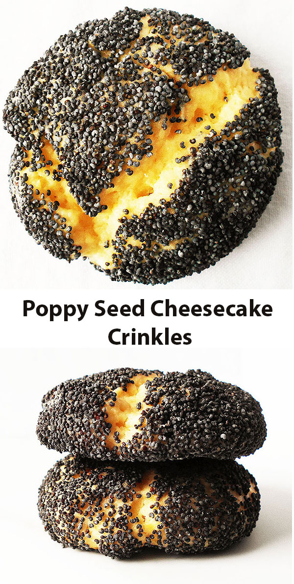    Poppy Seed Cheesecake Crinkles unite the best of cream cheese, lemon zest and poppy seeds in a new way! Crinkle cookie way!