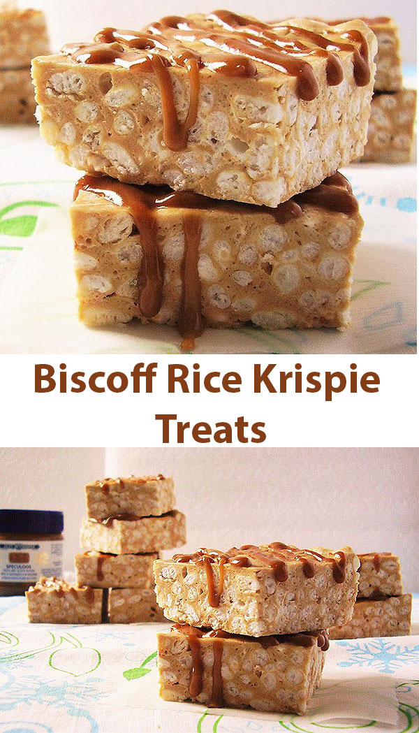 Biscoff Rice Krispie Treats is no bake rice krispies dessert with Biscoff cookie butter, marshmallows, and white chocolate. Done in 25 minutes!