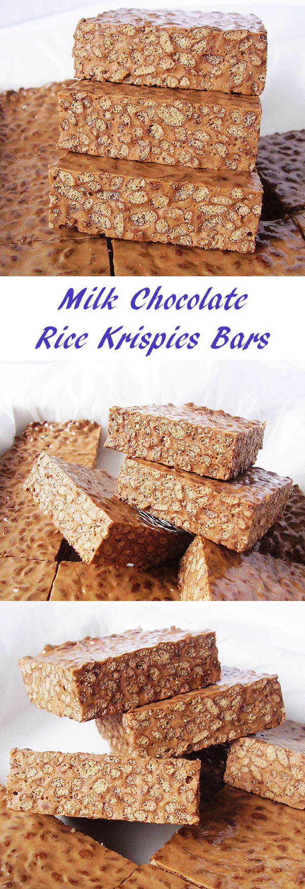 Milk Chocolate Rice Krispies Bars : no bake delicacy.