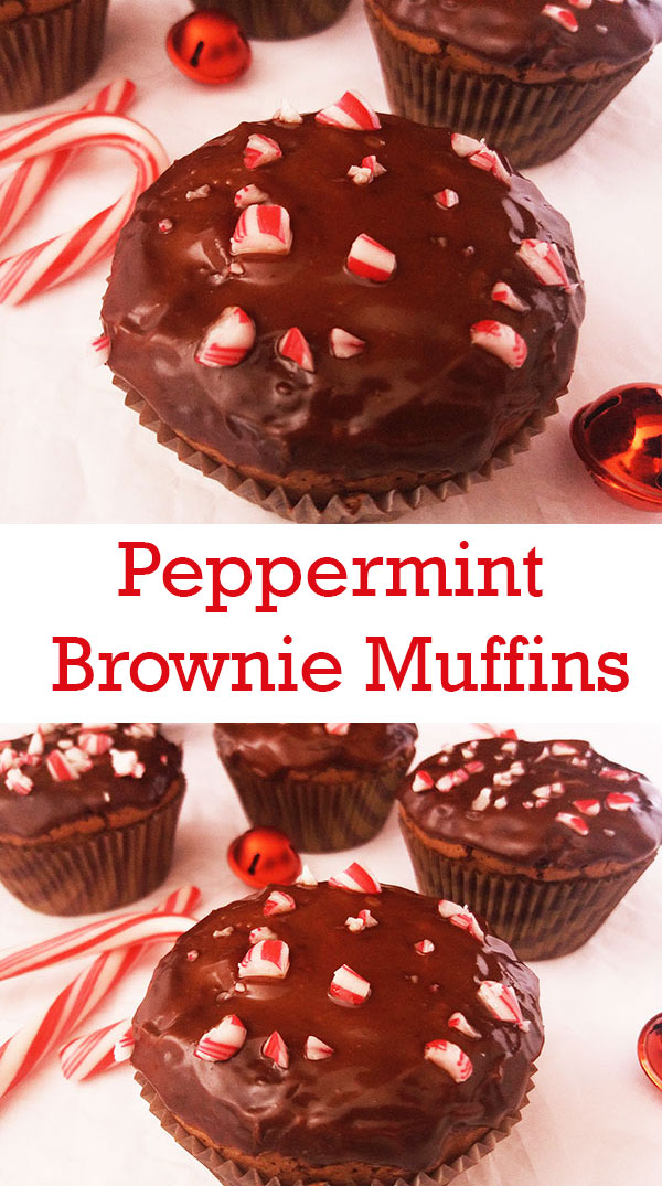 Peppermint Brownie Muffins : Festive dress for best brownies ever ! Muffins shaped !