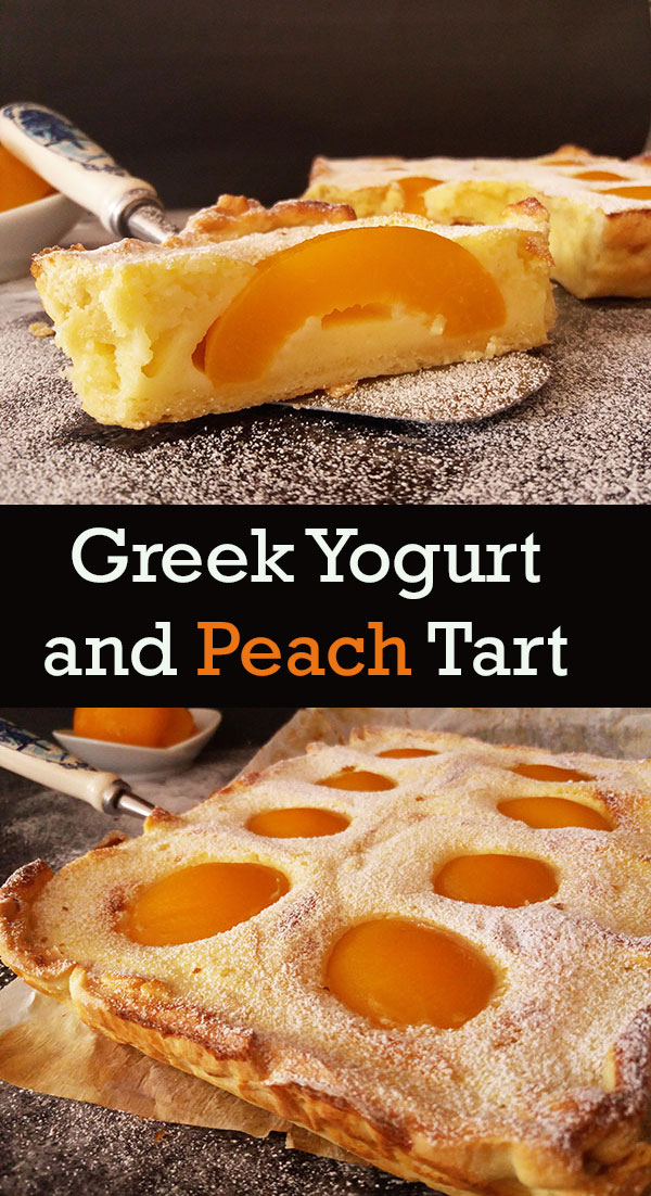 Greek Yogurt and Peach Tart gives the best Greek yogurt dessert with canned peach halves wrapped in pie crust. Quick, easy and soooo tasty!