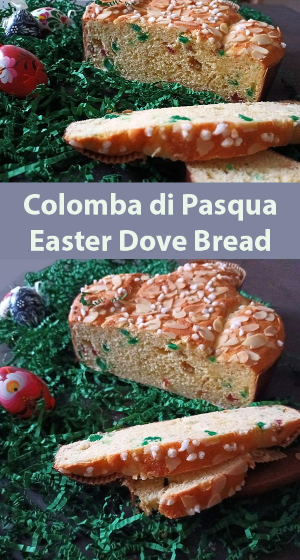 Colomba di Pasqua ( Easter Dove Bread) is sweet traditional Italian Easter Dove Bread. The dough is similar to Panettone but Dove shaped, made from scratch, usually on Good Friday to enjoy for breakfast, snack or dessert during holidays.