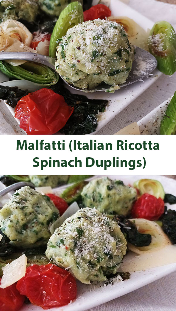 Malfatti ( Italian Ricotta Spinach Dumplings ) are Tuscan homemade spinach ricotta cheese dumplings boiled in salty water and served with any sauce or vegetables you prefer.