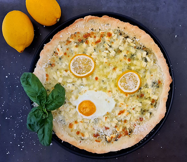 Lemon Pizza (Pizza Amalfitana) is the best pizza version to enjoy during summer. It's refreshing and light, full of lemon flavours, fresh herbs, mozzarella, feta, and Parmesan . Lemon Pizza (Pizza Amalfitana) is the best pizza version to enjoy during summer. It's refreshing and light, full of lemon flavours, fresh herbs, mozzarella, feta, and Parmesan .